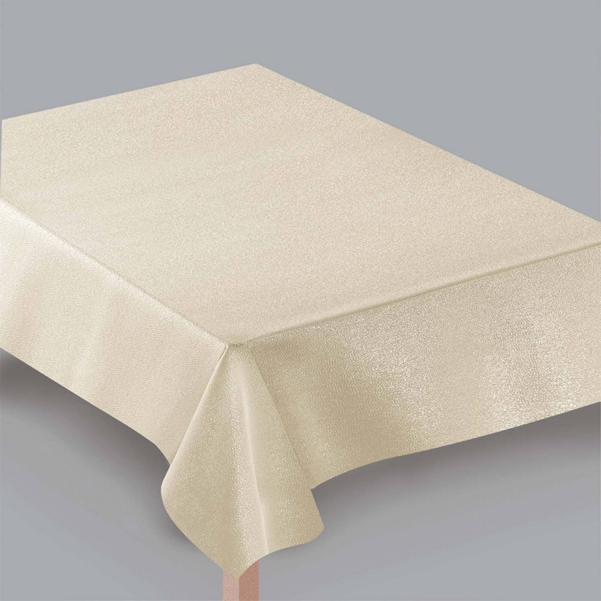 JAM Paper Metallic Golden Ivory Rectangular Fabric Tablecloth, 60" x 84"